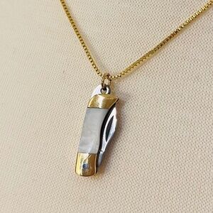 Mother of Pearl Mini Pocketknife Necklace 16” chain